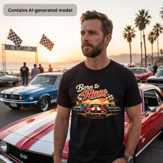 Camiseta Nascido para Correr Carros Musculosos Clássicos Pô