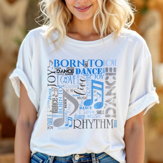 Camiseta Nascido para Dançar Azul/Preto/Qualquer Cor ID277 (Criador carregado)