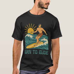 Camiseta Nascido para Deslizar Gráfico Retro de Surfista Ca