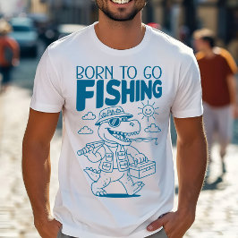 Camiseta Nascido Para Ir Pescar - Dinossauro T-rex Legal Am