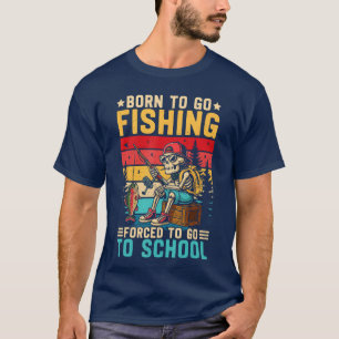 Camiseta Nascido para Ir Pescar Escola Forçada Meninos Dive