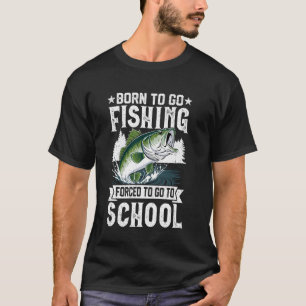 Camiseta Nascido Para Ir Pescar Escola Obrigatória Comédia
