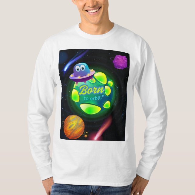 Camiseta Nascido para orbitar  (Frente)
