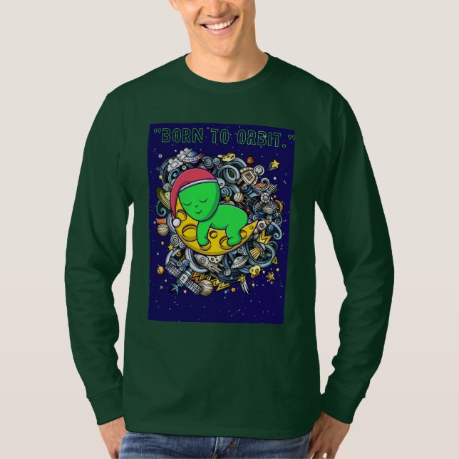 Camiseta nascido para orbitar alienígena dormindo (Frente)