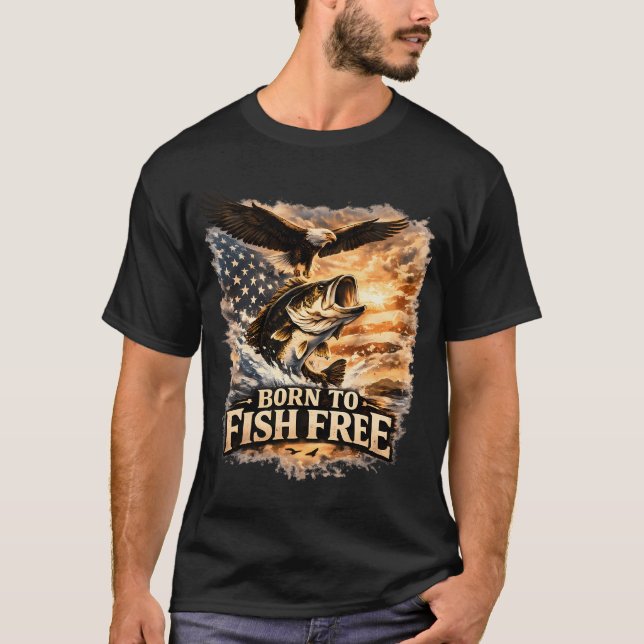 Camiseta Nascido para Pescar Livre (Frente)