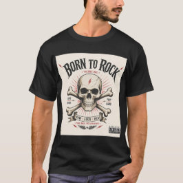 Camiseta Nascido para Rock Caveira – Estilo de Álbum de Roc