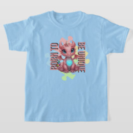 Camiseta Nascido para Ser Único Dragão Rosa Fofo – Inspirad