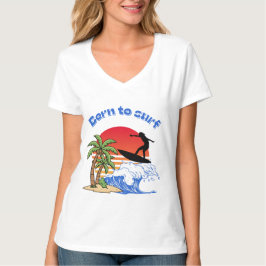 Camiseta Nascido para surfar Retro surfista do pôr do sol