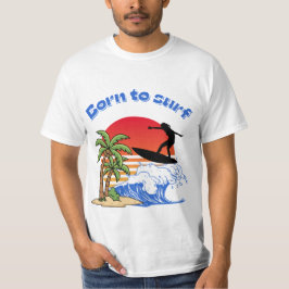 Camiseta Nascido para surfar Retro surfista do pôr do sol