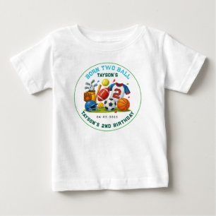 Camiseta Nascido Tema de Esportes 2 Bolas Festa de Aniversá