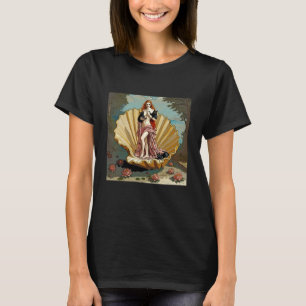 Camiseta Nascimento de Vênus e seus Gatos Pretos Pintura En