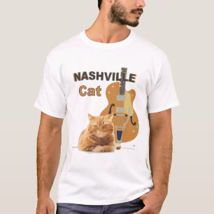 Camiseta Nashville Cat Orange Guitar em luz