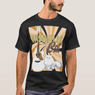 Camiseta Nashville Cat White Persa com Violão Branco