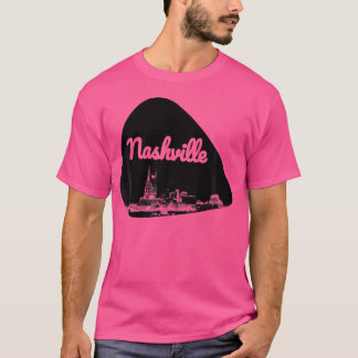 Camiseta Nashville City Skyline Sobre Guitarra
