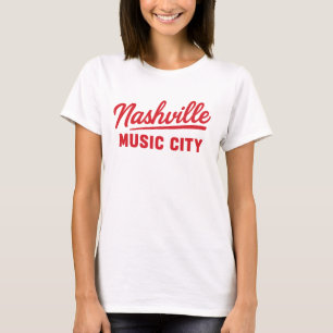 Camiseta Nashville Music City Retro Red Glow Design -