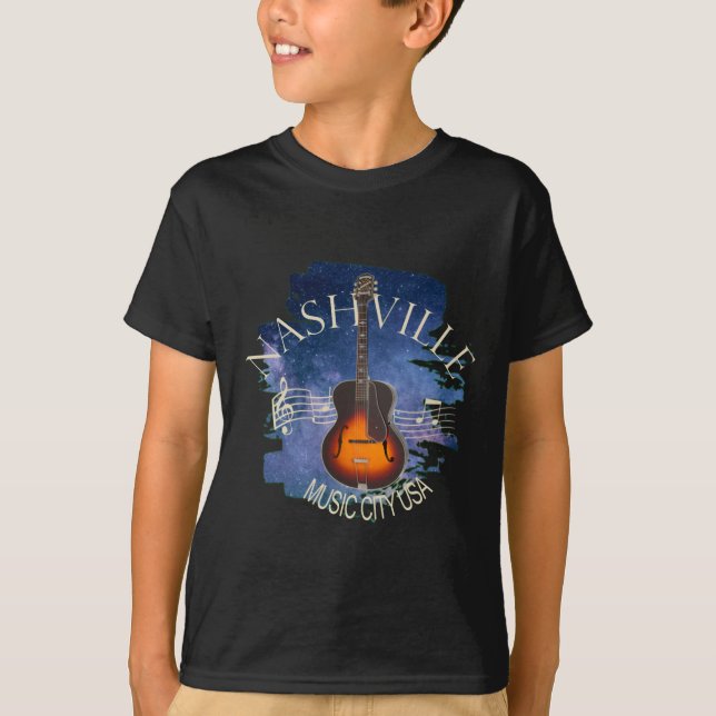 Camiseta Nashville Music City Vintage Design (Frente)