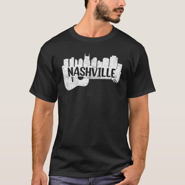 Camiseta Nashville Skyline Tennessee Country Music Guitar P (Frente)