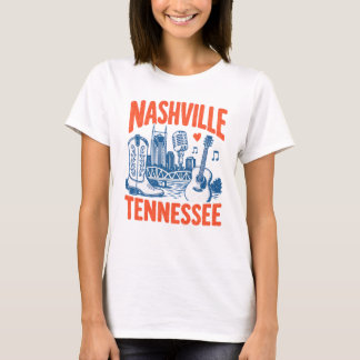 Camiseta Nashville Tennessee Bonito Music City