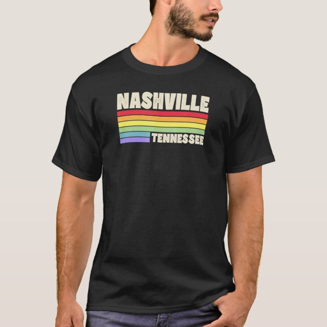 Camiseta Nashville Tennessee Pride Rainbow Flag Orgulho gay (Frente)