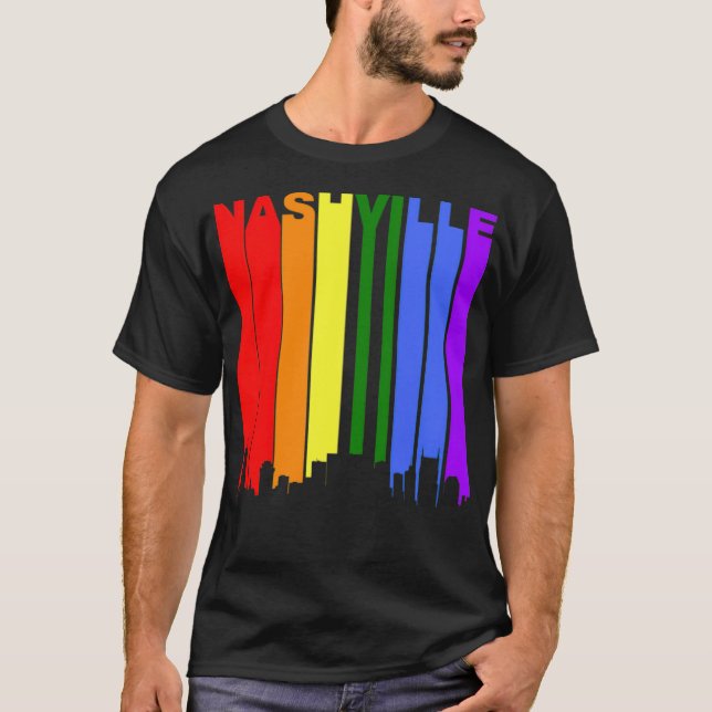 Camiseta Nashville Tennessee Rainbow LGBT Orgulho gay elefa (Frente)