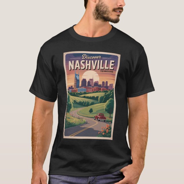 Camiseta Nashville Tennessee Southern Road Viagem Art (Frente)