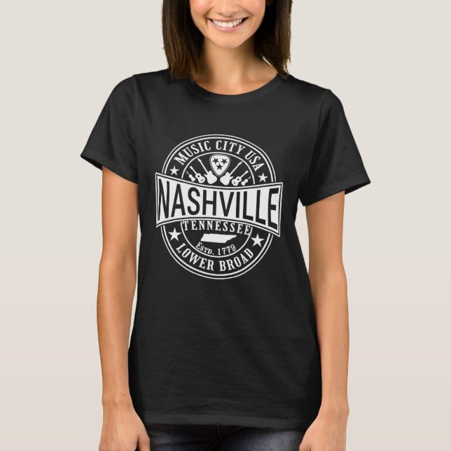Camiseta Nashville Tn Music City Usa Lower Broadway Est 177 (Frente)