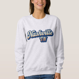 Camiseta Nashville TN Retro Sunset Script Design - Vintage