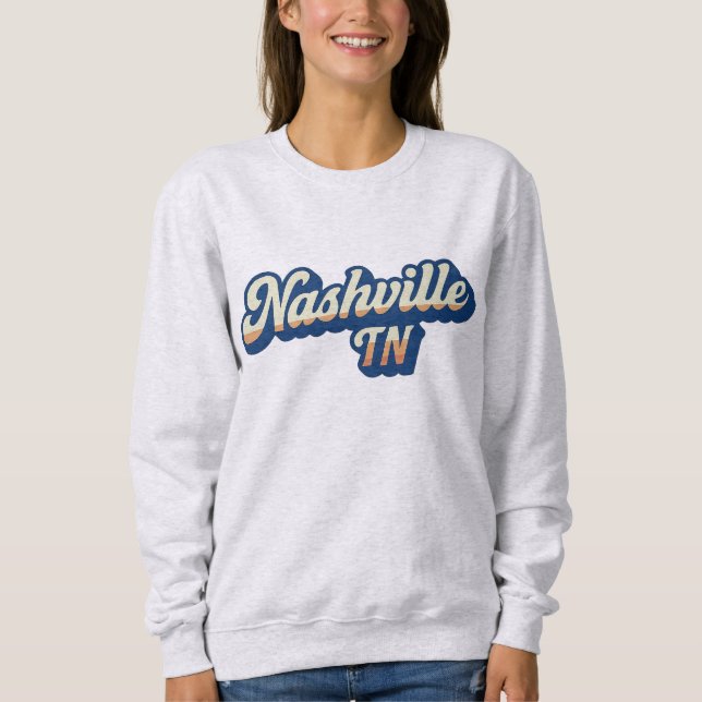 Camiseta Nashville TN Retro Sunset Script Design - Vintage (Frente)