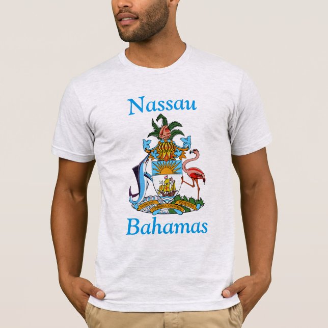 Camiseta Nassau, Bahamas com Casaco de Armas (Frente)