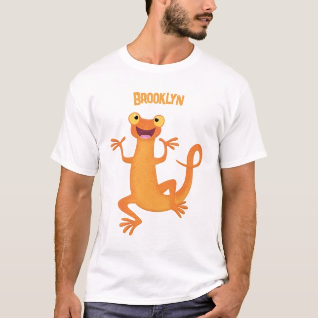 Camiseta Nata-dançarina de laranja feliz e giro (Frente)