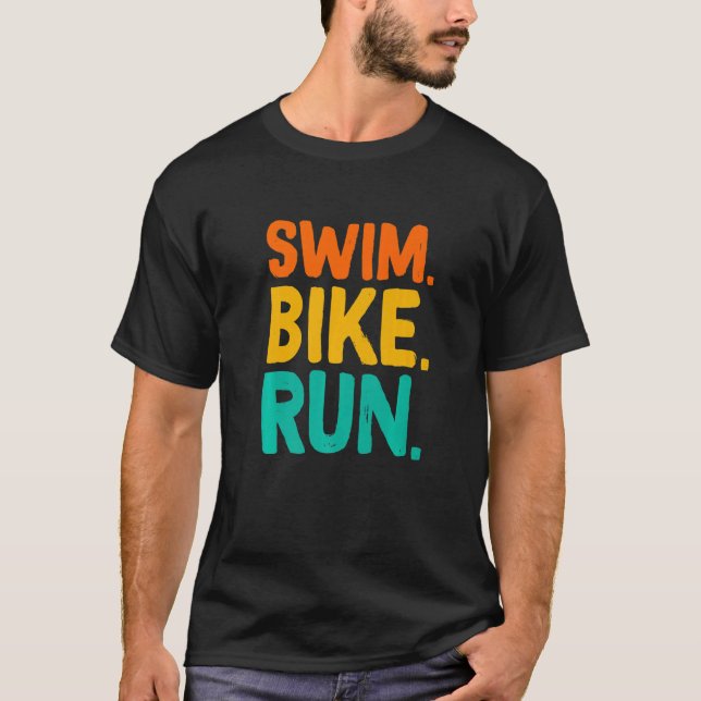 Camiseta Natação Bike Run Graphic Runing Nadando Triplo (Frente)
