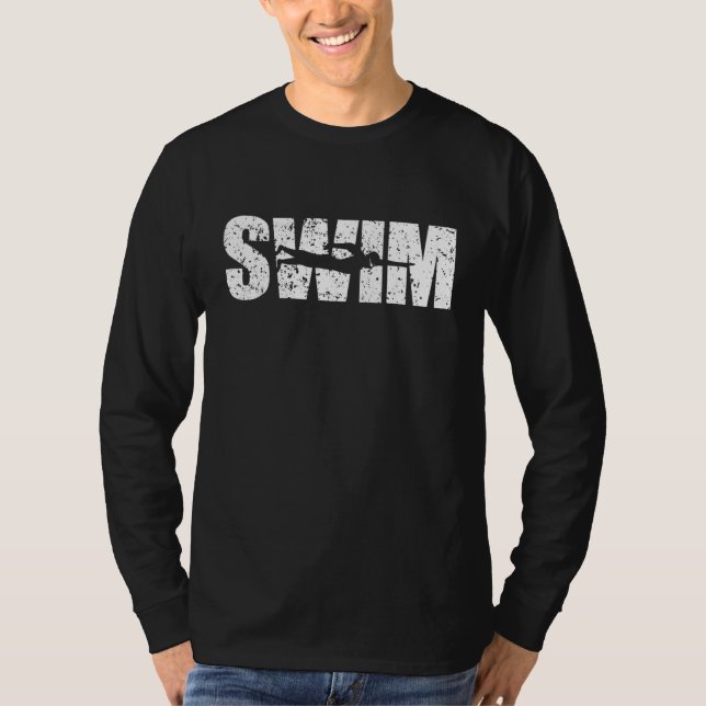 Camiseta Natação com Visual Desgastado   Para Nadadores  Na (Frente)