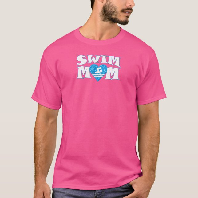 Camiseta Natação das mulheres Mãe Piscina Em Forma De Coraç (Frente)