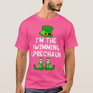 Camiseta Natação de Dia de São Patrício Engraçado Nadando L