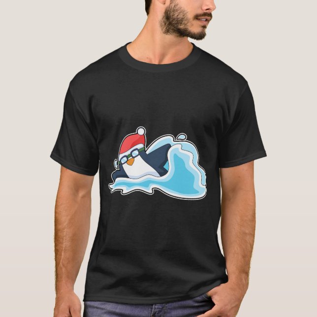 Camiseta Natação de Natal em Pinguim (Frente)