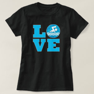 Camiseta Natação do AMOR da natação das mulheres & nada