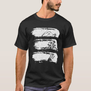 Camiseta Natação Engraçado Triathlon Run Design Men Tri