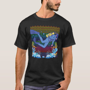 Camiseta Natação no oceano mergulhador subaquático de mergu