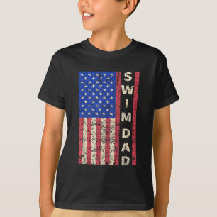 Camiseta Natação Pai American Flag Swimmer Dia de os pais G