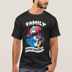 Camiseta Natações Familiares Juntos Tie Dye Dolphins Fish S