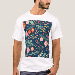Camiseta Natais vintages Desenhados Manualmente