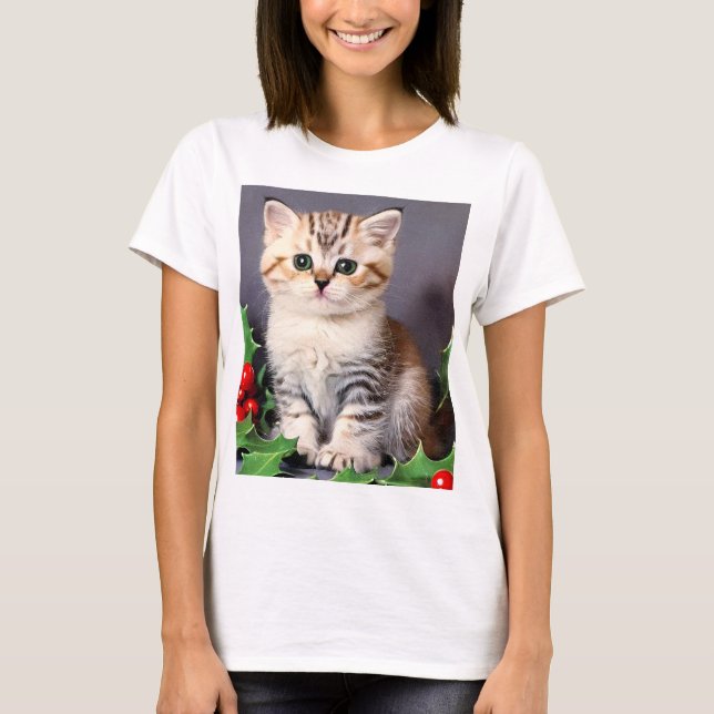 Camiseta Natais vintages Kitten e Holly (Frente)