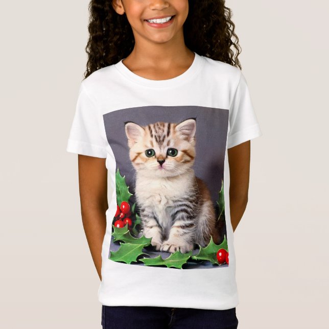 Camiseta Natais vintages Kitten e Holly (Frente)