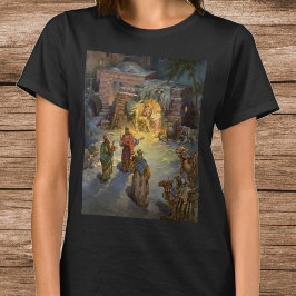 Camiseta Natais vintages Natividade com Magi Visitante