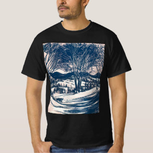 Camiseta Natais vintages, paisagem da montanha de inverno