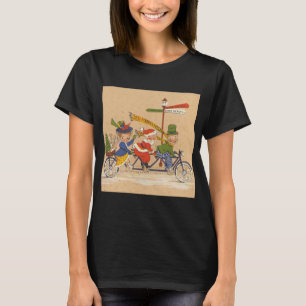 Camiseta Natais vintages, Papai Noel em Tandem Bike