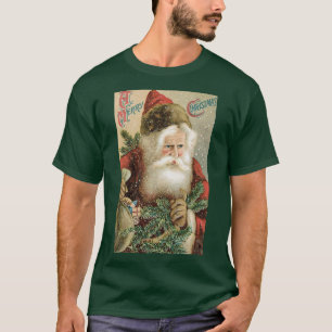 Camiseta Natais vintages, Papai Noel Vitoriano com Pinheiro