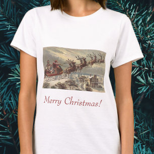Camiseta Natais vintages, Papai Noel Vitoriano em Sleigh