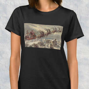 Camiseta Natais vintages, Papai Noel Vitoriano em Sleigh