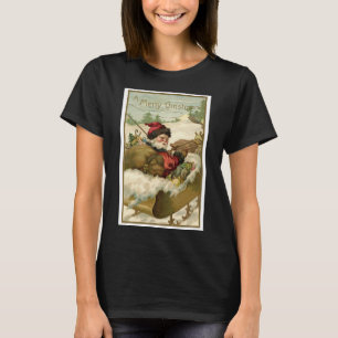 Camiseta Natais vintages, Papai Noel Vitoriano em Sleigh